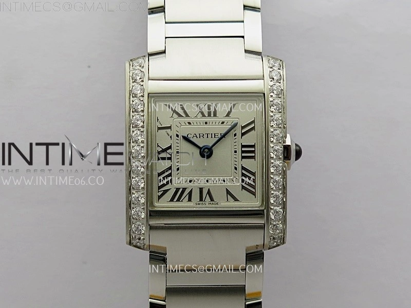 Tank Francaise Ladies 21.2mm Diamond Bezel SS 8848F 1:1 Best Edition Silver Dial on SS Bracelet Ronda Quartz V2